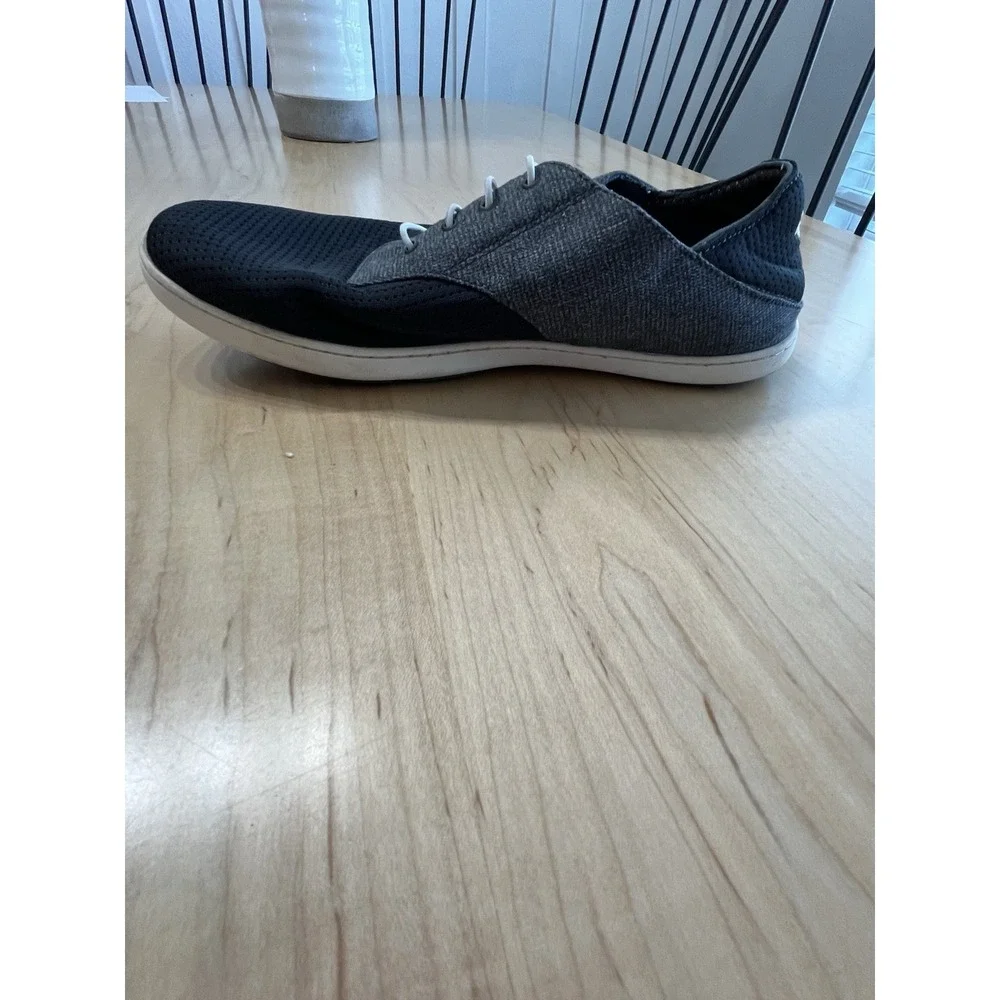 Olukai Nohea Moku Shoes Mens Size 10.5 Gray Boat Slip On Comfort Bungee Lace